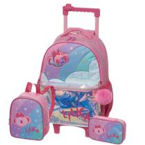Kit Mochila Roda Lilica Ripilica Arco Íris Estojo Lancheira