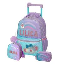 Kit Mochila Roda Lilica Ripilica Lantejoula Lancheira Estojo