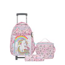 Kit Mochila Roda New Run Unicórnio Lancheira Térmica Estojo Kit Mochila Roda New Run Unicórnio Lancheira Térmica Estojo