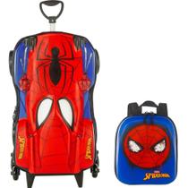 Kit Mochila Roda Tripla 3D + Lancheira Homem-Aranha Spider DIPLOMATA Colorido