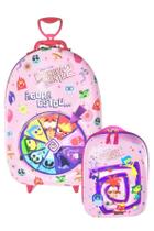 Kit Mochila Roda Tripla Divertidamente Roleta 3D Lancheira