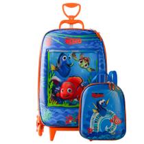 Kit Mochila Roda Tripla Procurando Nemo 3D Lancheira Escolar