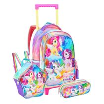 Kit Mochila Rodas 16" Unicórnio Friends Com Lancheira Estojo Kit Mochila Rodas 16" Unicórnio Friends Com Lancheira Estojo