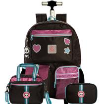 Kit Mochila Rodas 16" Utility Panda Glitter Estojo Lancheira Kit Mochila Rodas 16" Utility Panda Glitter Estojo Lancheira
