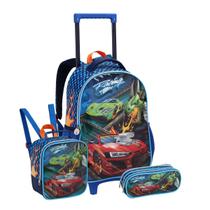 Kit Mochila Rodas 17"' Carro Racing Estojo Lancheira Térmica