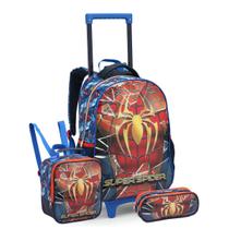Kit Mochila Rodas 17" Spider Man Lancheira Térmica Estojo Kit Mochila Rodas 17" Spider Man Lancheira Térmica Estojo