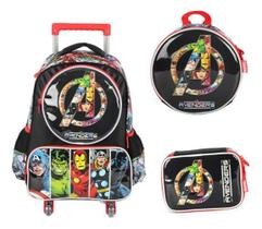 Kit Mochila Rodas 360 Avengers Homem Ferro Led Mão E Rodas
