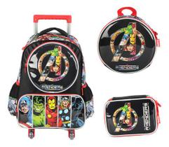Kit Mochila Rodas 360 Avengers Homem Ferro Led Mão E Rodas