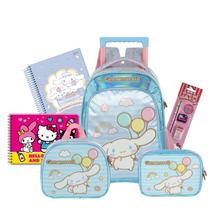 Kit Mochila Rodas Cinnamoroll Escolar Lancheira E Estojo Box Cor:Azul Kit Mochila Rodas Cinnamoroll Escolar Lancheira E Estojo Box Cor:Azul