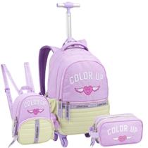 Kit Mochila Rodas Escolar Color Up Estojo Lancheira - Lilás Kit Mochila Rodas Escolar Color Up Estojo Lancheira - Lilás