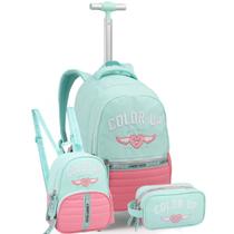 Kit Mochila Rodas Escolar Color Up Estojo Lancheira Térmica