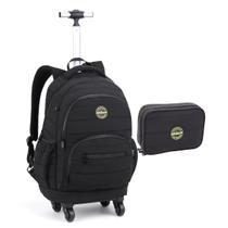 Kit Mochila Rodas Estojo Masculina Bolso Notebook Shock