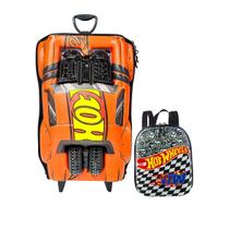 Kit Mochila Rodas Hot Wheels Night Shifter Carro Lancheira Cor:Laranja
