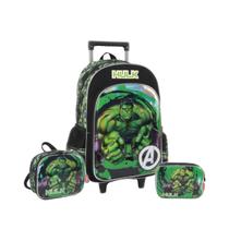 Kit Mochila Rodas Hulk Estojo e Lancheira Escolar Avengers Kit Mochila Rodas Hulk Estojo e Lancheira Escolar Avengers
