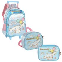 Kit Mochila Rodas Lancheira Estojo HelloKitty My Melody AZUL Kit Mochila Rodas Lancheira Estojo HelloKitty My Melody AZUL