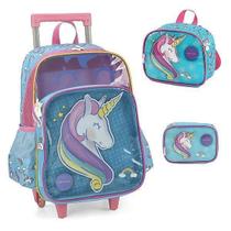 Kit Mochila Rodas Lancheira Estojo Luxcel Up4You Unicónio Kit Mochila Rodas Lancheira Estojo Luxcel Up4You Unicónio