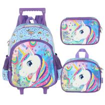 Kit Mochila Rodas Lancheira Estojo Menina Unicornio Up4you