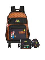 Kit Mochila Rodas+Lancheira+Estojo Super Mario