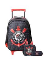 Kit Mochila Rodas+Lancheira+Estojo Triplo Corinthians Timão Kit Mochila Rodas+Lancheira+Estojo Triplo Corinthians Timão