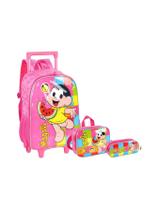 Kit Mochila Rodas Lancheira Estojo Turma Da Mônica. - Rosa