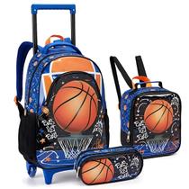 Kit Mochila Rodas Lancheira Térmica Estojo Basquete Meninos