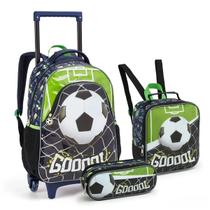Kit Mochila Rodas Lancheira Térmica Estojo Futebol Meninos Kit Mochila Rodas Lancheira Térmica Estojo Futebol Meninos