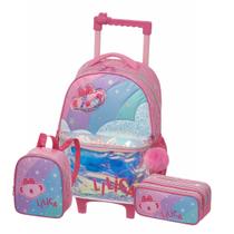 Kit Mochila Rodas Lilica Super Star Lancheira Estojo Triplo