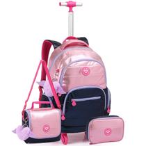 Kit Mochila Rodas Metalizada Feminina Color Lancheira Estojo Kit Mochila Rodas Metalizada Feminina Color Lancheira Estojo