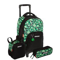 Kit Mochila Rodas Minecraft Game Lancheira E Estojo Duplo Kit Mochila Rodas Minecraft Game Lancheira E Estojo Duplo
