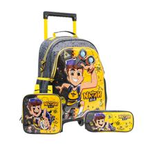 Kit Mochila Rodas Natan Por Ai Infantil Lancheira E Estojo Cor:Amarelo