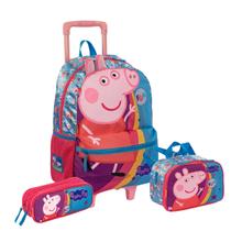 Kit Mochila Rodas Peppa Pig com Lancheira Térmica e Estojo Kit Mochila Rodas Peppa Pig com Lancheira Térmica e Estojo