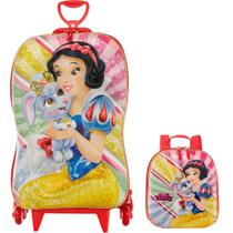 Kit Mochila Rodas Princesa Branca Neve Lancheira Escolar 3D