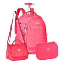 Kit Mochila Rodas Rosa + Lancheira Térmica + Estojo