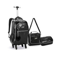 Kit Mochila Rodinha 360 Coração Metalizada Escolar Meninas