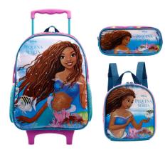 Kit Mochila Rodinha A Pequena Sereia O Filme X Lancheira Estojo Infantil Escolar Xeryus 11730