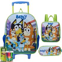 Kit Mochila Rodinha Bluey Desenho Escolar Oficial Lançamento