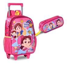 Kit Mochila Rodinha Carrinho Maria Clara Jp Com Estojo Rosa