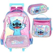 Kit Mochila Rodinha Costas Stitch Happy + Estojo + Lancheira Kit Mochila Rodinha Costas Stitch Happy + Estojo + Lancheira