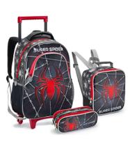 Kit Mochila Rodinha Denlex Menino Spider Aranha Escolar