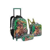 Kit Mochila Rodinha Dinossauro Meninos Infantil Escolar