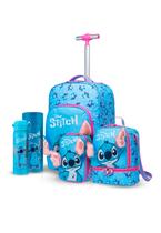 Kit Mochila Rodinha Disney Lancheira Estojo Garrafa Escolar Stitch Infantil
