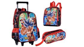 Kit Mochila Rodinha Dragon Ball Super Lancheira Estojo 2024 - Clio