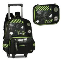 Kit Mochila Rodinha E Estojo Box Vídeo Game Escolar Infantil