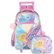 Kit Mochila Rodinha e Lancheira Infantil Barbie by Luxcel ref 41466