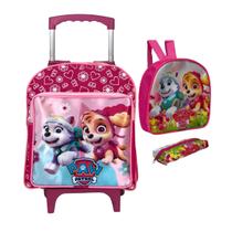 Kit Mochila Rodinha Escolar Creche Menino Menina Personagens