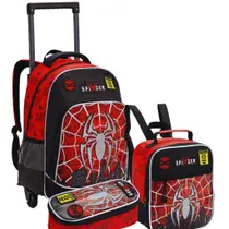 Kit Mochila Rodinha Escolar Homem Aranha 3 Peças Kit Mochila Rodinha Escolar Homem Aranha 3 Peças