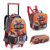 Kit Mochila Rodinha Escolar Infantil Menino 1383 Racing Car - Denlex Kit Mochila Rodinha Escolar Infantil Menino 1383 Racing Car - Denlex