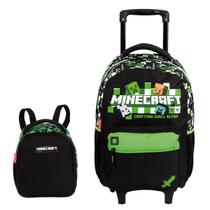 Kit Mochila Rodinha Escolar Lancheira Minecraft Camoterra Sestini