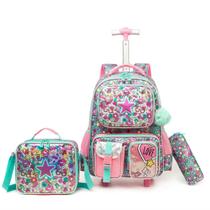 Kit Mochila Rodinha Escolar Lequeen Estrela Love Estojo Lancheira Resistente Original Moderna Kit Mochila Rodinha Escolar Lequeen Estrela Love Estojo Lancheira Resistente Original Moderna