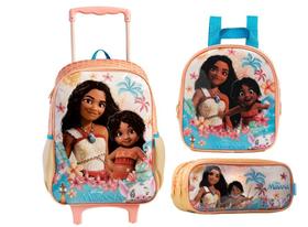 Kit Mochila Rodinha Escolar Moana Lancheira Estojo 2026 Verdeclaro Moana